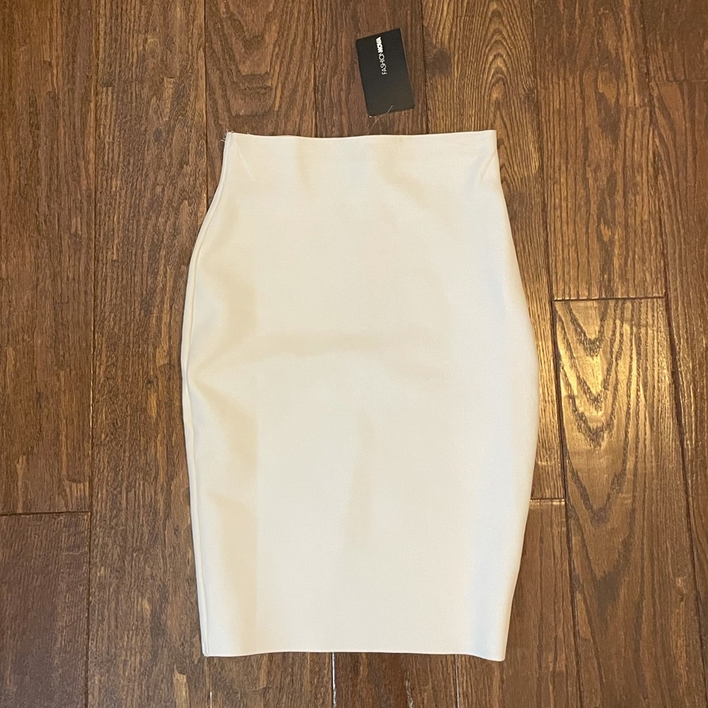 fashion nova bandage white skirt midi